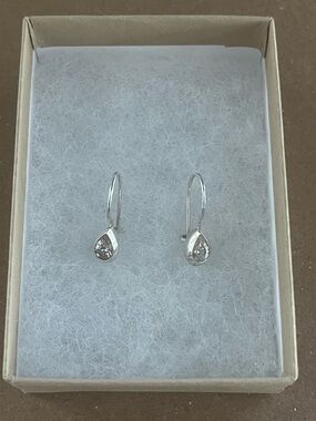 Sterling Silver, Pear-Shaped Teardrop Hook Earrings